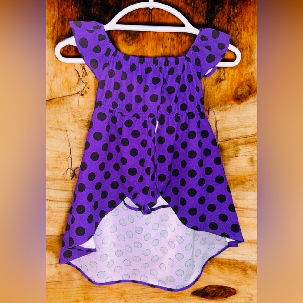 LeLe For Kids Purple Polka Dog Hi Lo Short Romper Girls Size 3T